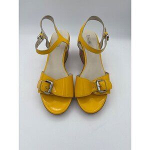 Boden Yellow Patent Leather Wedge Sandals Size 7